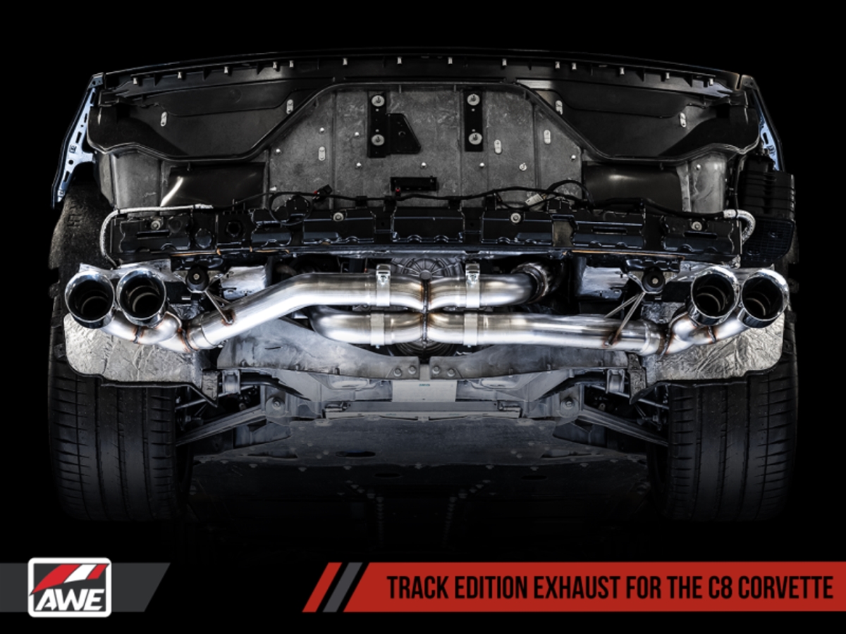302042080 Track Edition Exhaust with Quad Chrome Silver Tip for 2020 Chevrolet Corvette C8