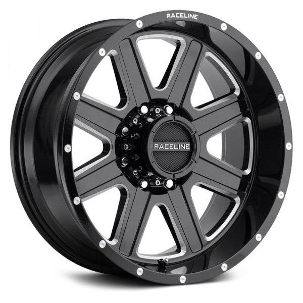 40M6801200 940M 16 x 8 in. 0 mm Offset Hostage Wheel, Black - 5 x 114.3 mm Bolt Pattern