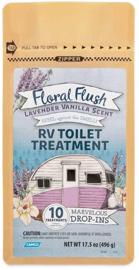 Picture of Camco 41490 Floral Flush Lavender Vanilla RV Toilet Treatment Dropper - 10 Per Bag