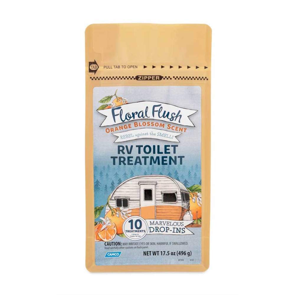 Picture of Camco 41491 Floral Flush Orange Blossom RV Toilet Treatment Dropper - 10 Per Bag
