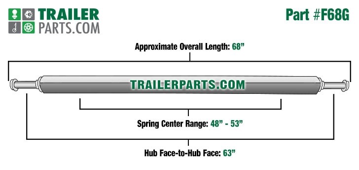 49541 2 in. Galvanized Square Trailer Axle - 2,000 lbs Capacity with 1.06 in. Spindles - 63 in. Hub Face