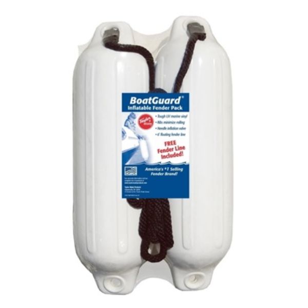 Taylor Made 310132P 4 x 16 in. White with Black Rope Boat Guard Fender - Pack of 2