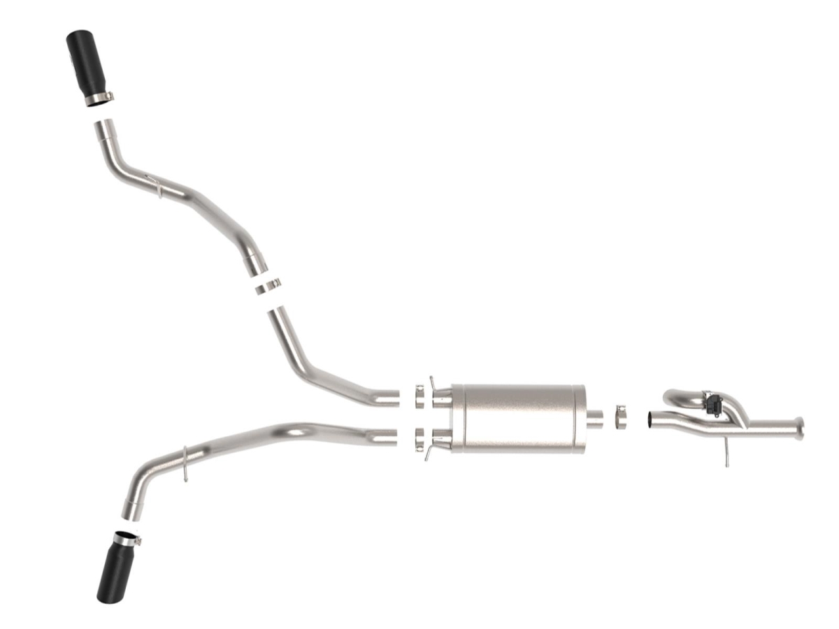 Stainless Steel, With Muffler, 3 Inch Pipe Diameter, Single Exhaust With Dual Exits, Side Exit
