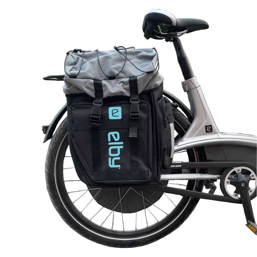 Picture of Elby Bikes E08158 Pannier Bag with Malibu Blue Logo, Black