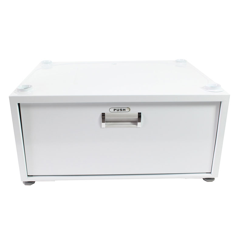 Equator - 24in Laundry Pedestal 11in tall + Rollout Storage Drawer Adjustable feet - Silver