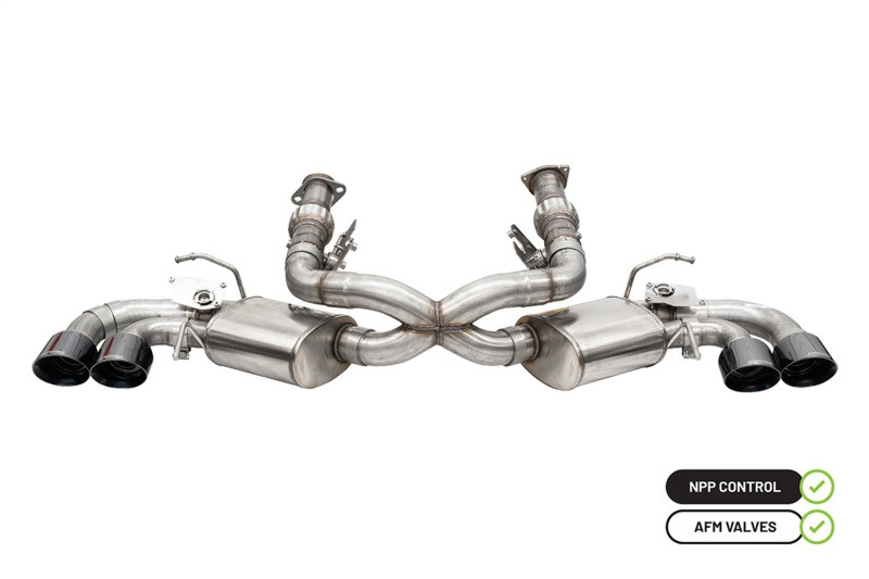 21100BLK 3 in. Valved Cat-Back 4.5 in. Black Quad Tips Fits Factory Performance Exhaust with AFM for 2020 Corvette C8