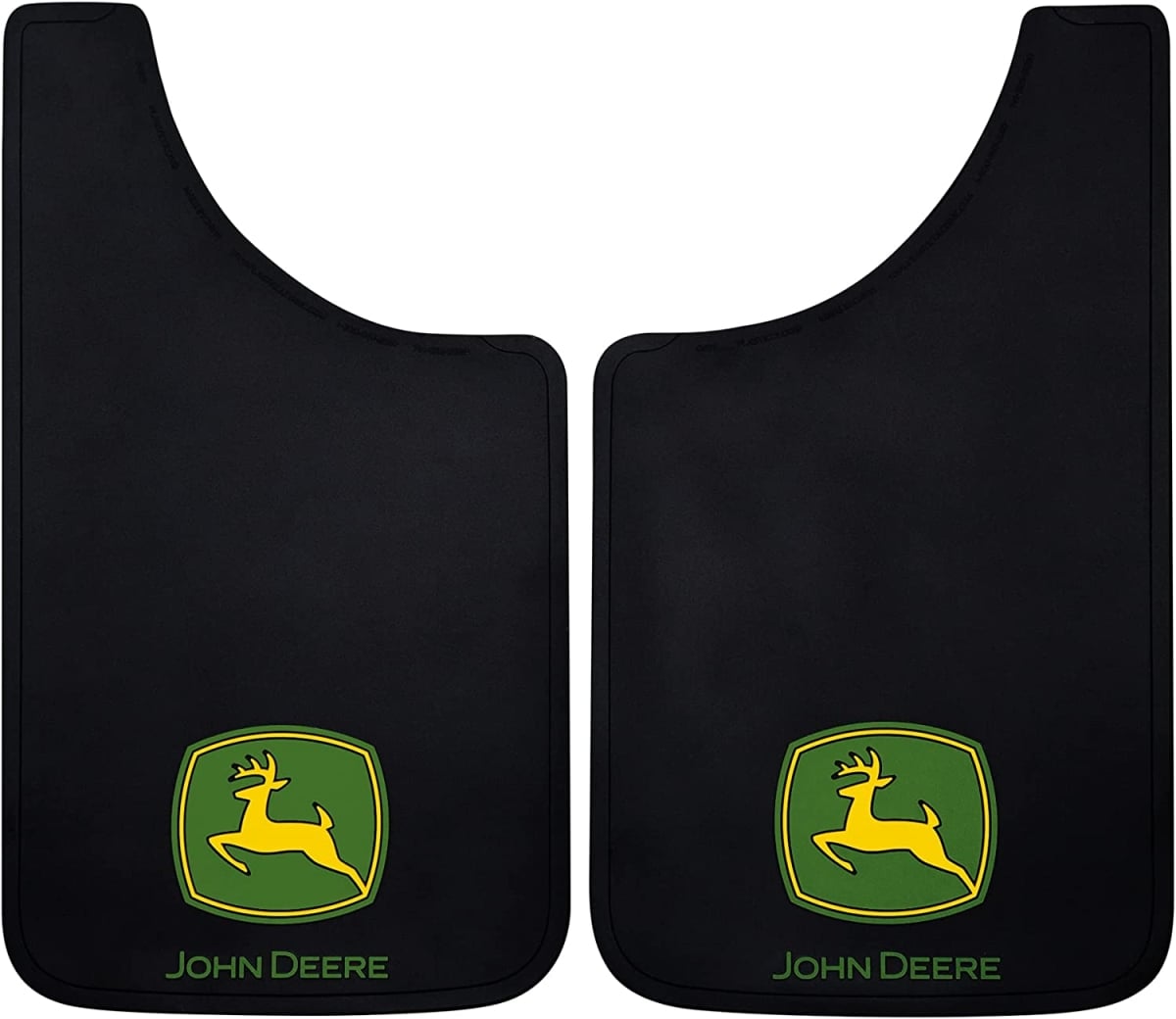 000537R01 11 x 19 in. Easy Fit Black Mud Flaps with John Deere Logo