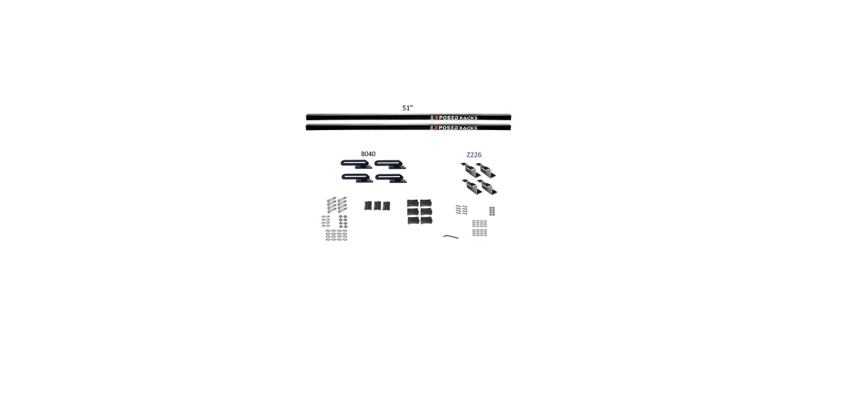 51 in. BK Plus B040 Plus Z226. Solid Bars Rails, Black - 2 Piece