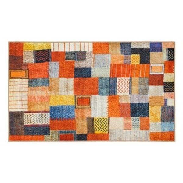 340931WEB 3 x 5 ft. My Magic Carpet Patchwork Washable Reactangle Area Rug - Multi Color