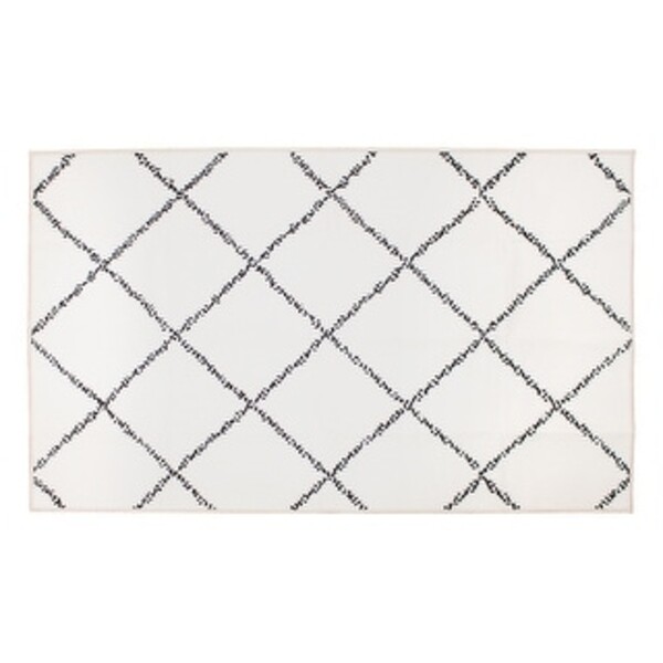 340948WEB 3 x 5 ft. My Magic Carpet Medina Moroccan Trellis Washable Area Rug - Diamond Ivory