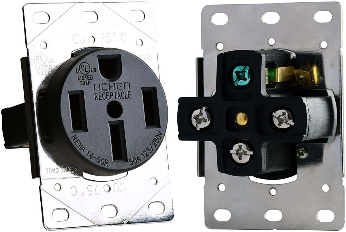 S981 50 Amp AC Flush Receptacle in Plate