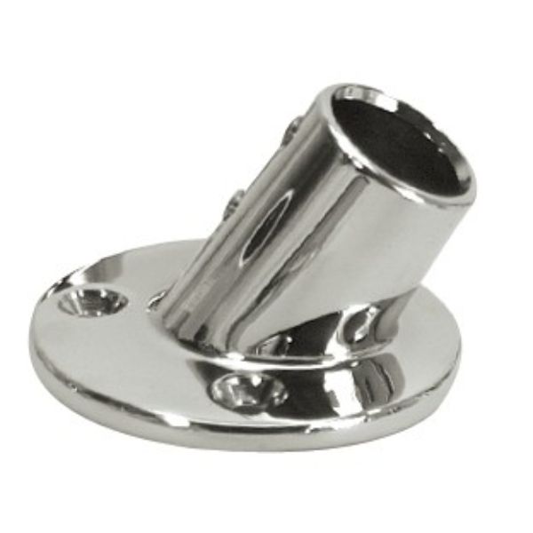 Whitecap 60° Round Base Rail Fitting, Chrome-Plated Zamac, 7/8" | For Boats | by West Marine
