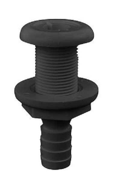 3873A1 0.75 in. Thru Hull Connector, Black