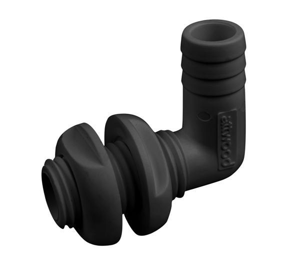 38801 0.75 in. 90 deg Thru-Hull Connector, Black