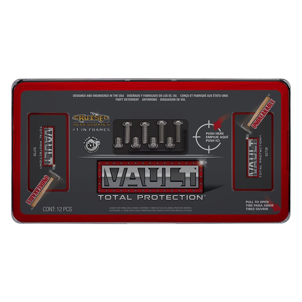 62738 Frame, Shield & Hardware License Plate, Red & Smoke