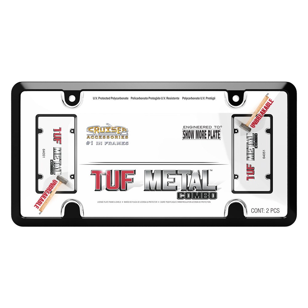 64051 Frame & Shield Combos License Plate, Black & Clear