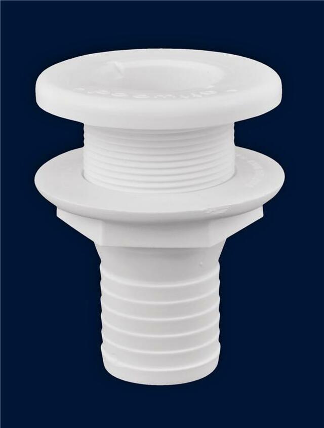 38751 1.5 x 3.38 in. Polypropylene Thru-Hull Connector, White
