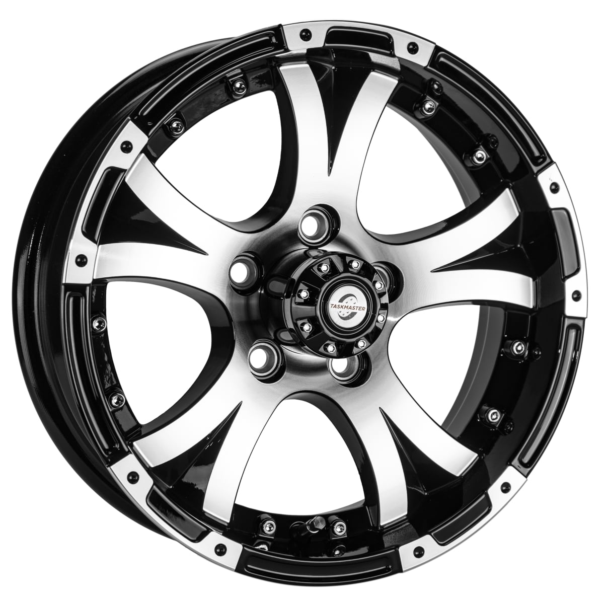 TMC-2550545BMF 15 x 5 in. Viking Series Machined Lip & Face Gloss Aluminum Trailer Wheel, Black