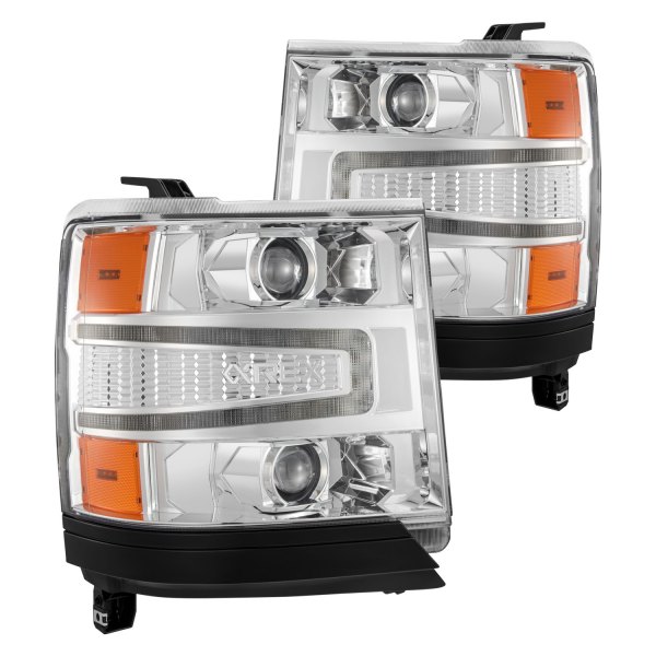 Picture of Alpharex USA 880235 Luxx Series Chrome Projector LED Headlights with Sequential DRL