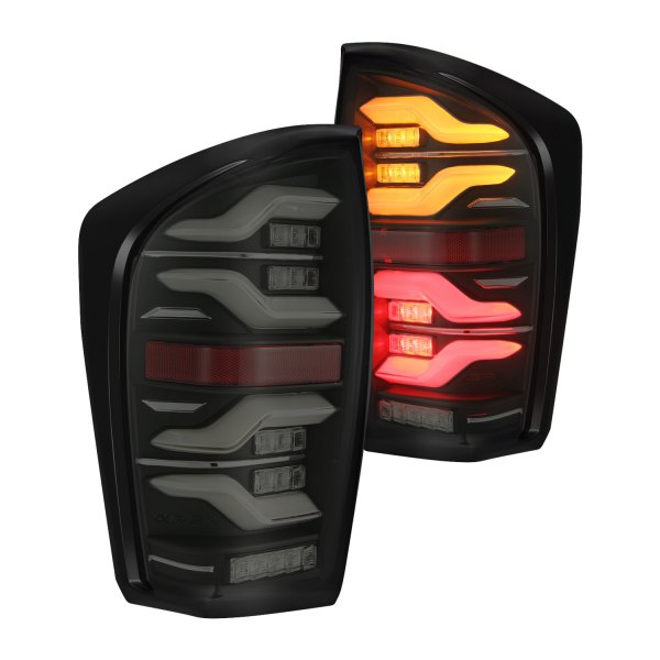 680090 LUXX-Series Black Sequential Fiber Optic LED Tail Lights for 2016-2022 Toyota Tacoma
