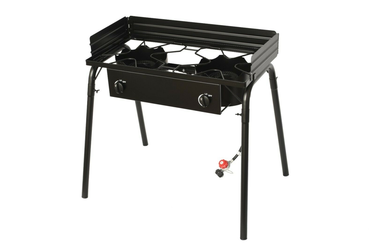 Picture of Flame King Y6E-YSNDB60K LP Gas Standup Double Burner Cooktop Stove&#44; 60000 BTU