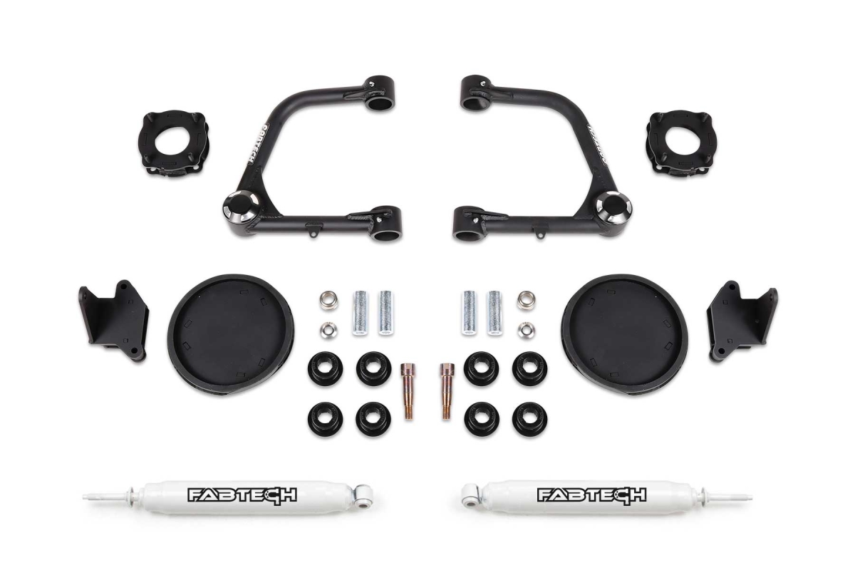 K7086 3 in. Uniball Uca Lift Kit - Front Shock Spacers & Rear Coil Spring Spacers with Rear Performance Shocks