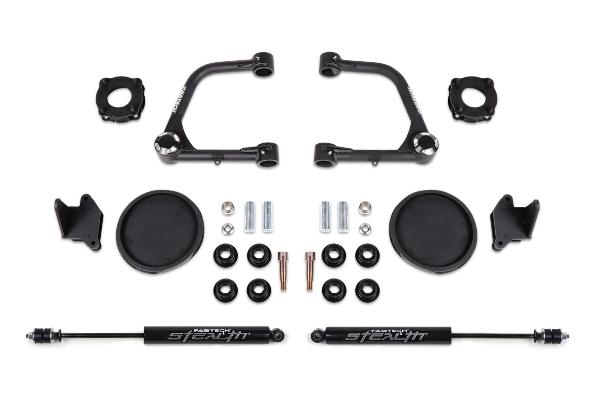 K7086M 3 in. Uniball Uca Lift Kit - Front Shock Spacers & Rear Coil Spring Spacers with Rear Stealth Shocks