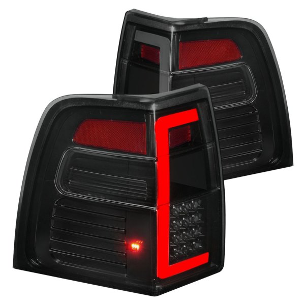 311409 Black & Smoke Sequential Fiber Optic LED Tail Lights for 2007-2017 Ford Expedition