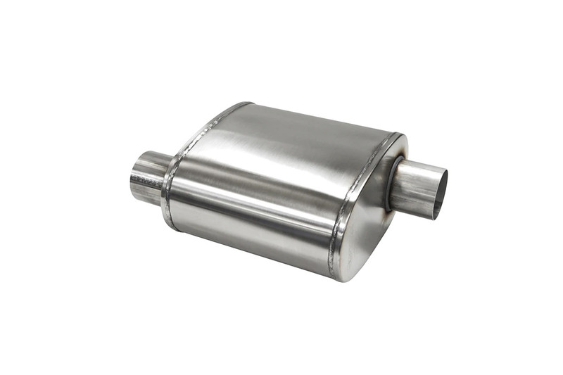 CP2500S 2.5 in. Offset In, 2.5 in. Offset Out & 10 in. Length Custom Sport Muffler - 304 Stainless Steel