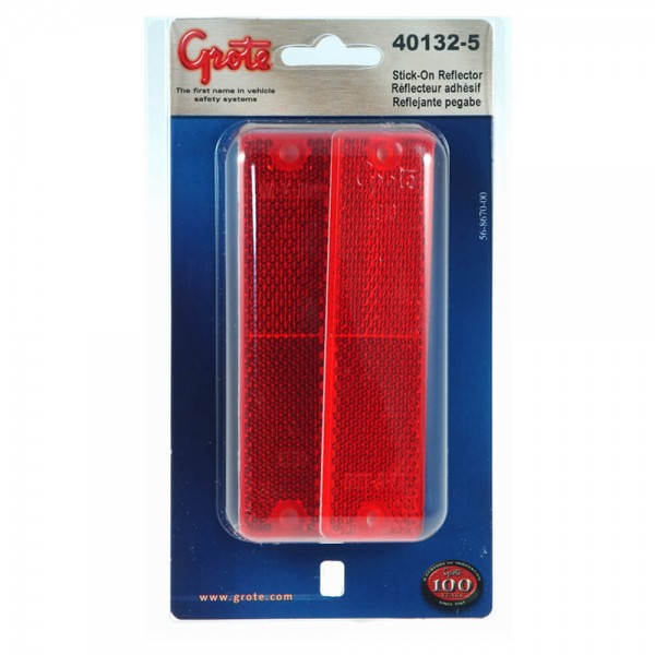 Picture of Grote Perlux 40132-5 Rectangle Stick-On Reflector&#44; Red - Set of 2