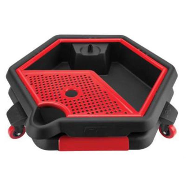 Performance Tool W4074 2 in 1 Drain Pan Tool Caddy, Black & Red