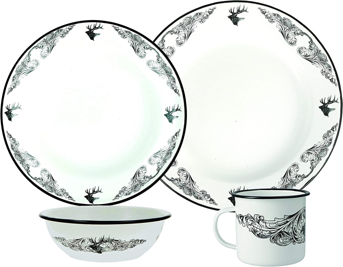 Picture of Utica USA 412005 16 Piece Wildlife Enamelware Dinnerware Set
