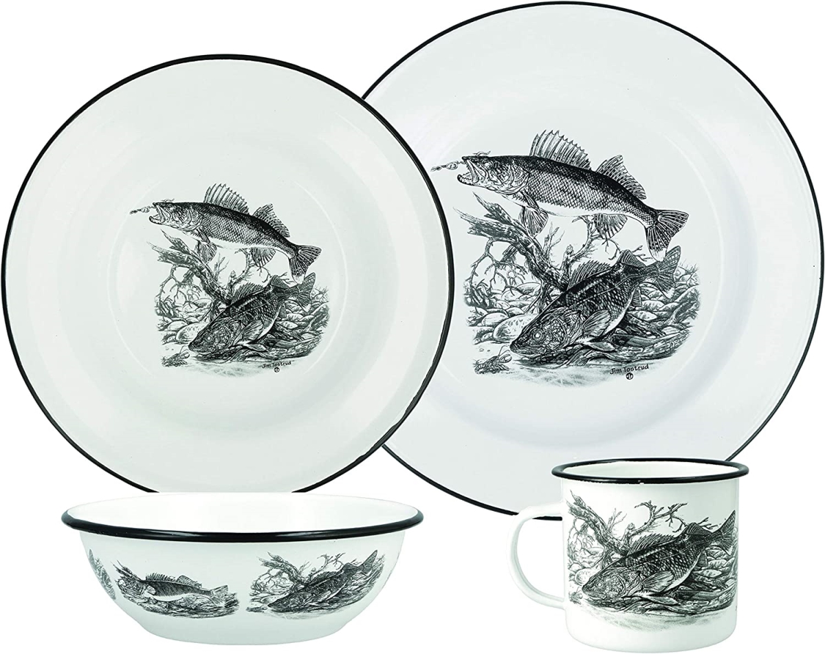 Picture of Utica USA 412013 16 Piece Animal Print Enamelware Dinnerware Set