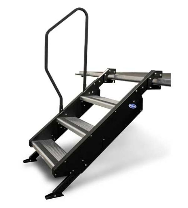 STP224 3 Step Top Mounted Patio Entry Step, Black & Aluminum