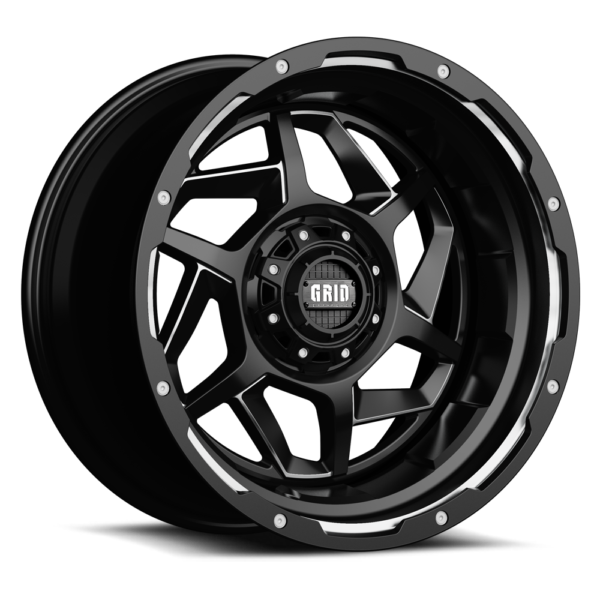 D221287M42 22 x 12.0 in. Wheels with Grid Logo Center Cap - Gloss Black & Milled