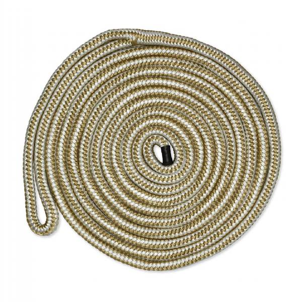 CDL3825WG 0.375 in.-25 ft. Nylon Double Braid Dock Line, White & Gold