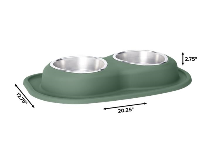 Picture of Weathertech DL3203HG 32 oz Double Low Pet Feeding Bowl&#44; Hunter Green