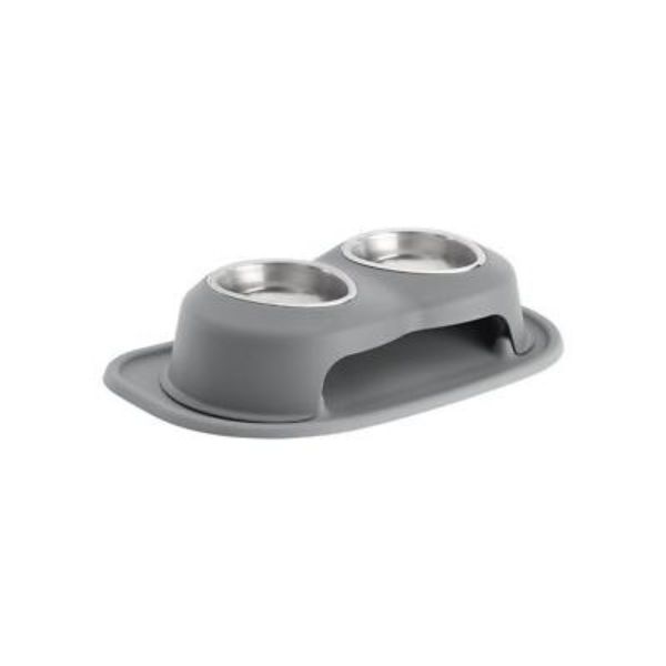 Picture of Weathertech HC1604DGDG 4 in. 16 oz Double High Stainless Steel Pet Bowl&#44; Dark Grey