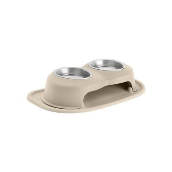 Picture of Weathertech HC1604TNTN 4 in. 16 oz Double High Stainless Steel Pet Bowl&#44; Tan