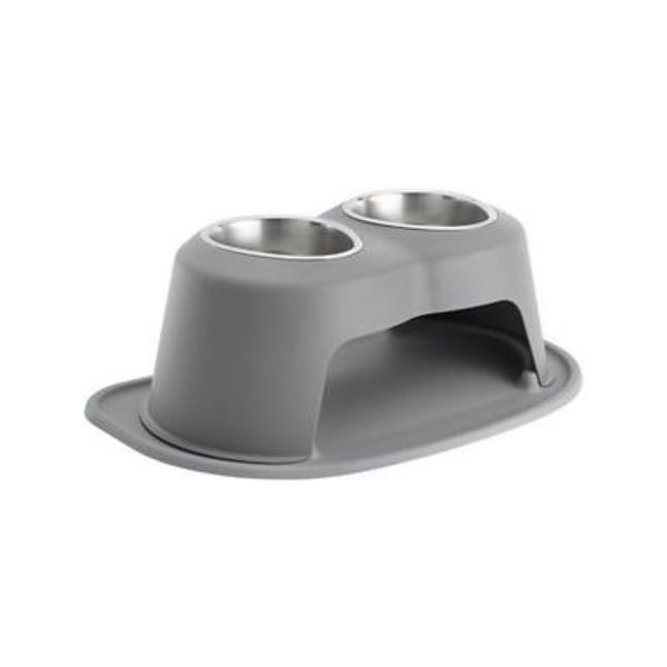 Picture of Weathertech HC3208DGDG 8 in. 32 oz Double High Stainless Steel Pet Bowl&#44; Dark Grey