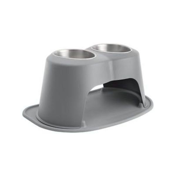 Picture of Weathertech HC6410DGDG 10 in. 64 oz Double High Stainless Steel Pet Bowl&#44; Dark Grey