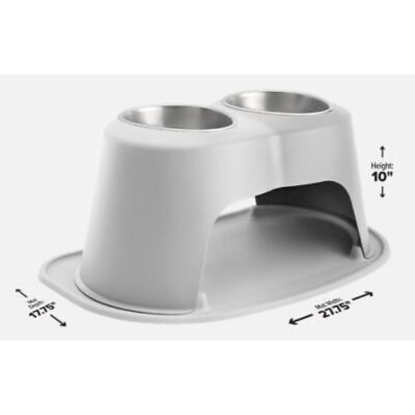 Picture of Weathertech HC6410LGLG 10 in. 64 oz Double High Stainless Steel Pet Bowl&#44; Light Grey