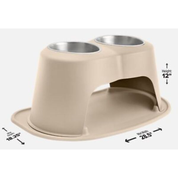 Picture of Weathertech HC6412TNTN 12 in. 64 oz Double High Stainless Steel Pet Bowl&#44; Tan
