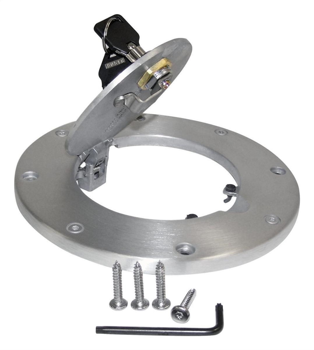 RT26039 Brushed Aluminum Round Fuel Door, Silver