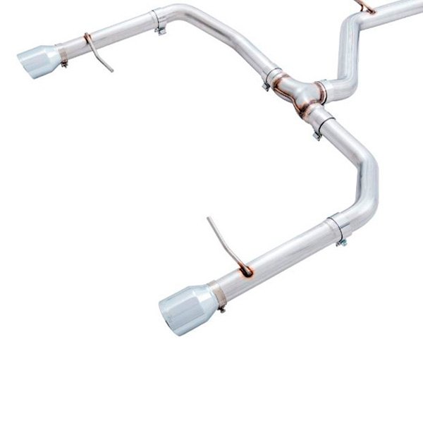 302022034 304 Stainless Steel Non-Resonated Cat-Back Exhaust System with Split Rear Exit, Chrome Silver