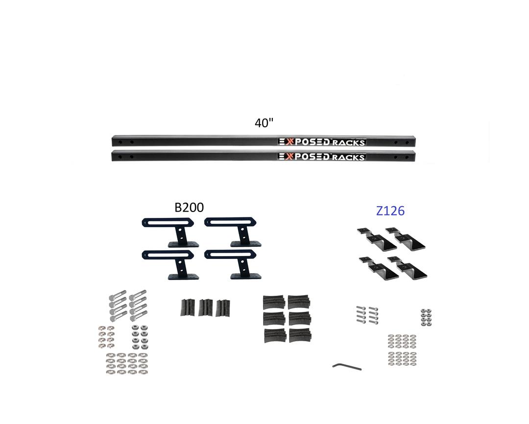 8009680BK 40 in. Solid Black B200-Z126 Crossbars, Set of 2