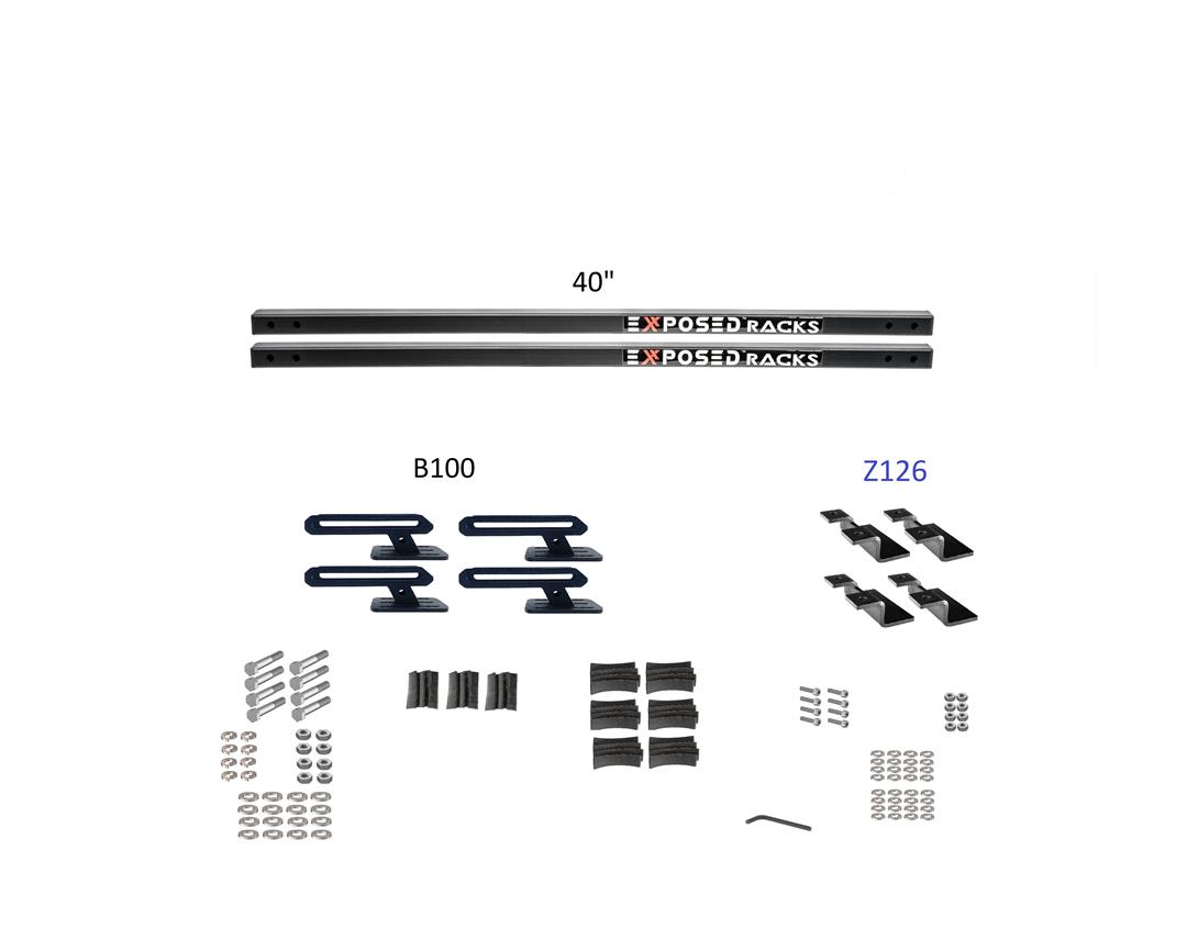 8009660BK 40 in. Solid Black B100-Z126 Crossbars, Set of 2