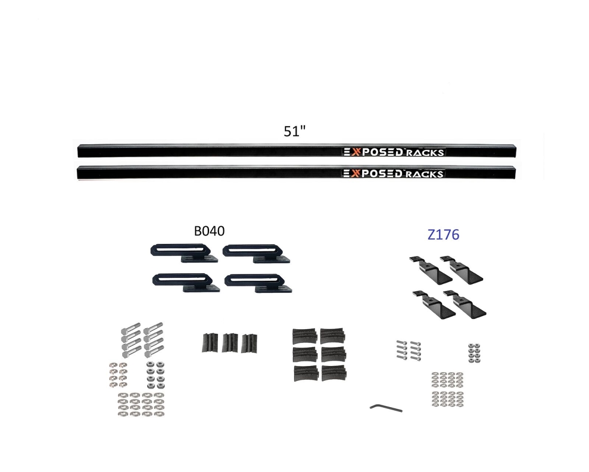 8008676BK 51 in. Solid Black B040-Z176 Crossbars, Set of 2