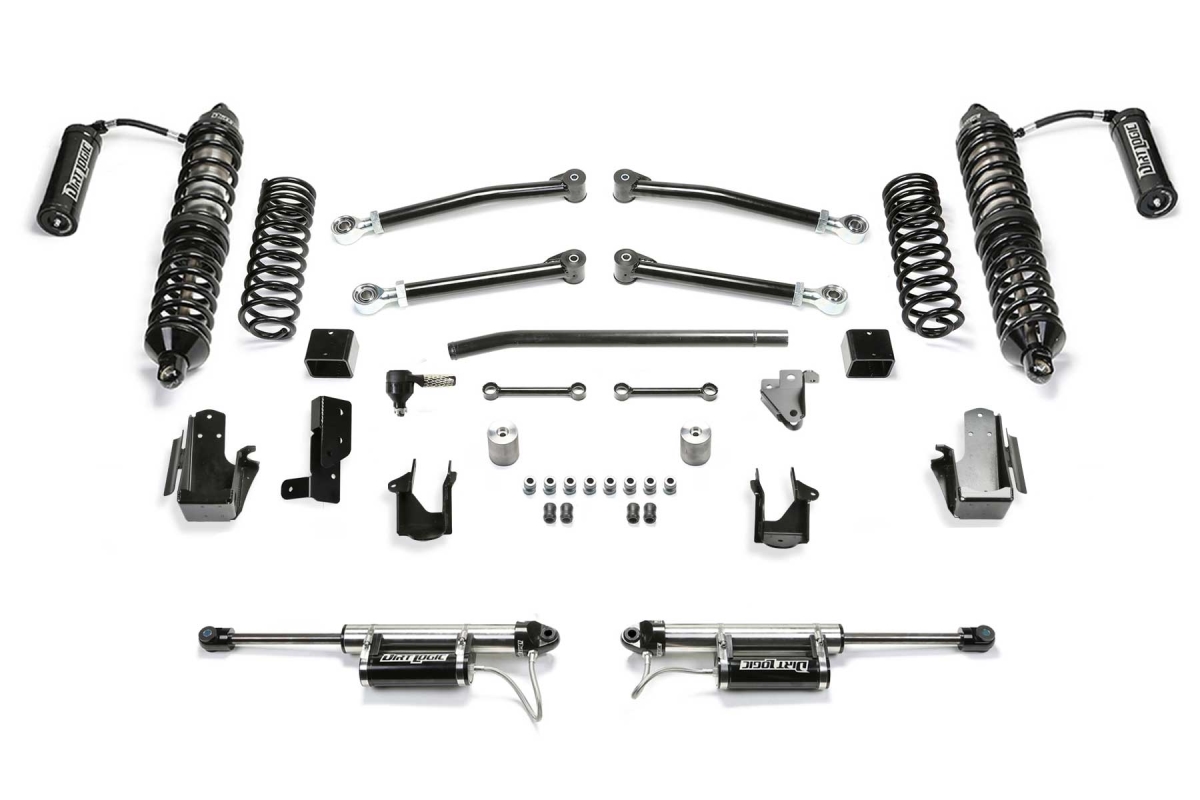 FTS24312 5 in. Trail System Front Dirt Logic 2.5 Resistance Coilovers & Rear Dirt Logic Shocks for 2020-2023 Jeep JL 4WD Diesel 4 Door