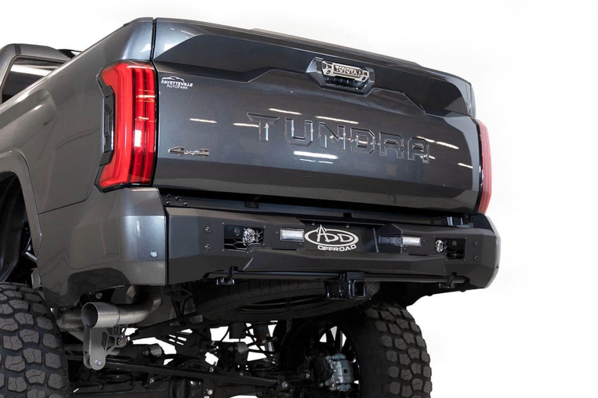 Picture of A.Desert Des R763271370 Stealth Fighter Rear Bumper for 2022-2023 Toyota Tundra 1794 Edition&#44; Hammer Black Powdercoated
